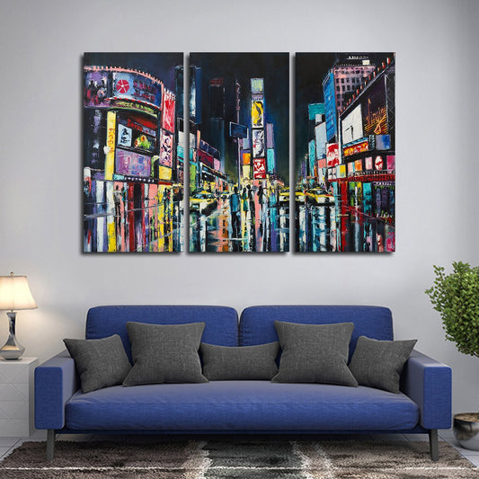 Times Square at Night Multi Panel Canvas Wall Art