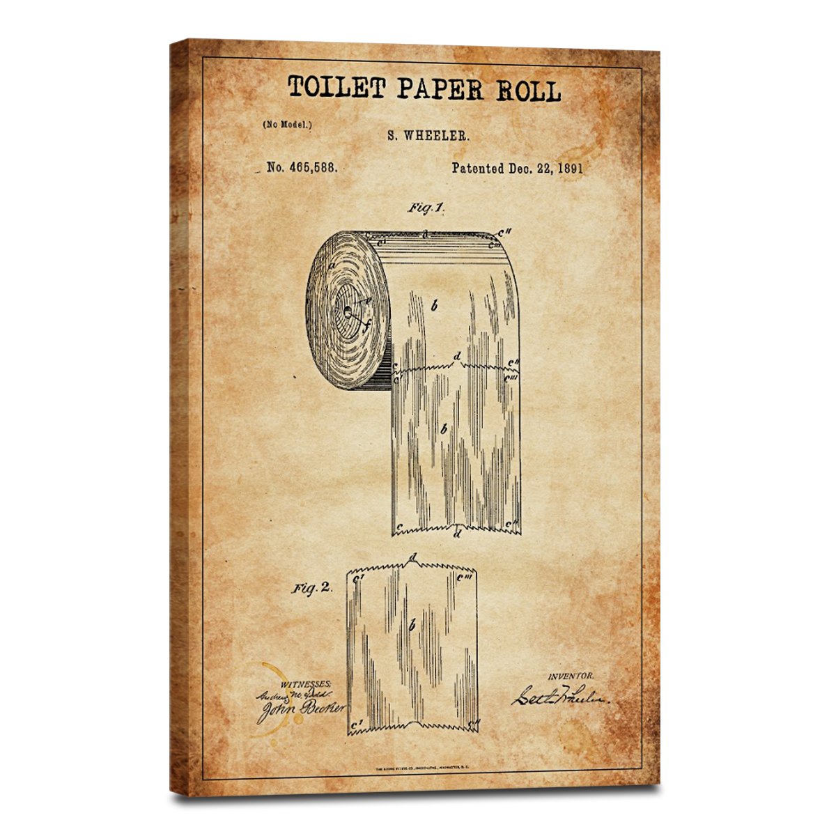 Toilet Paper Roll Patent Canvas Wall Art