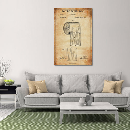 Toilet Paper Roll Patent Canvas Wall Art