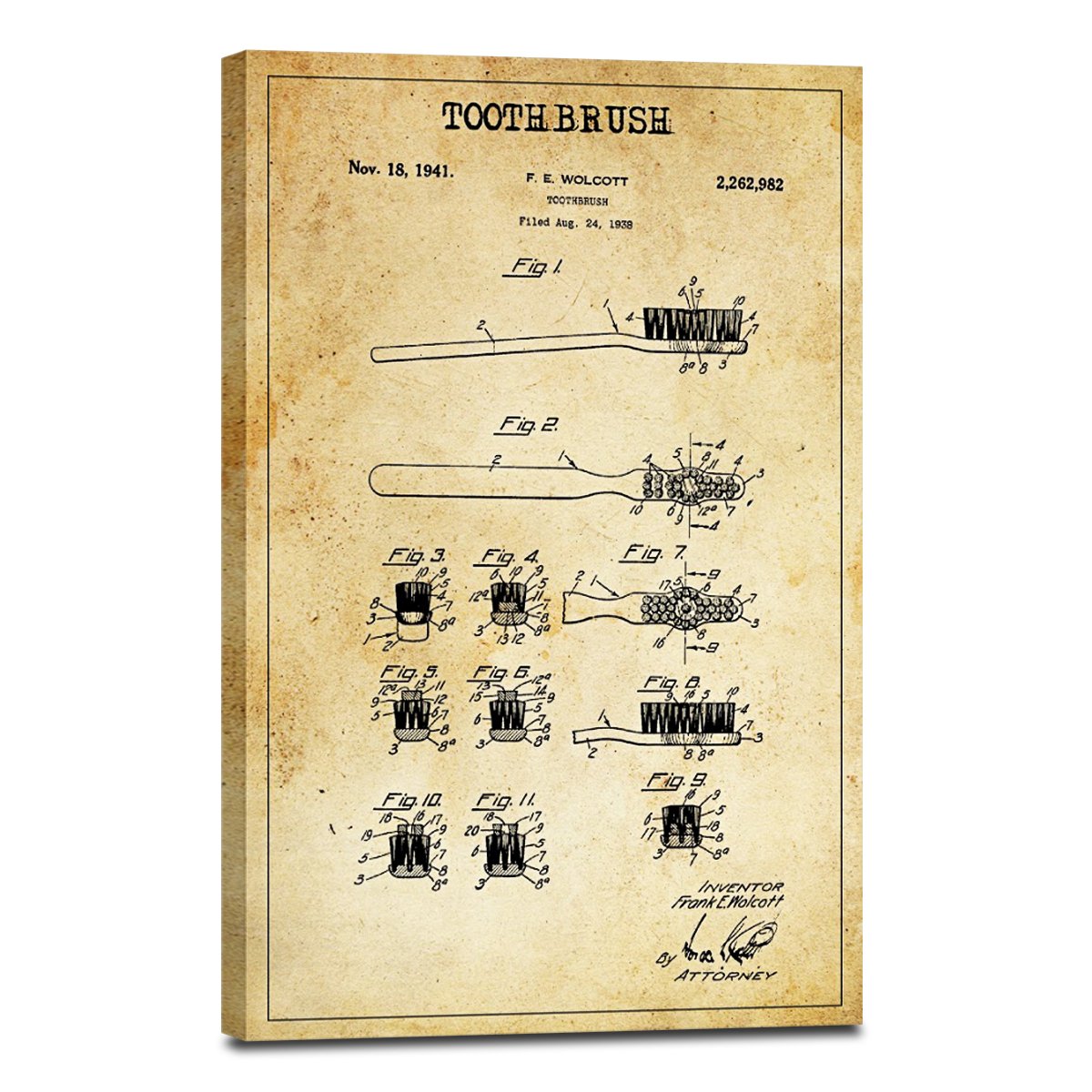 Toothbrush Patent Canvas Wall Art