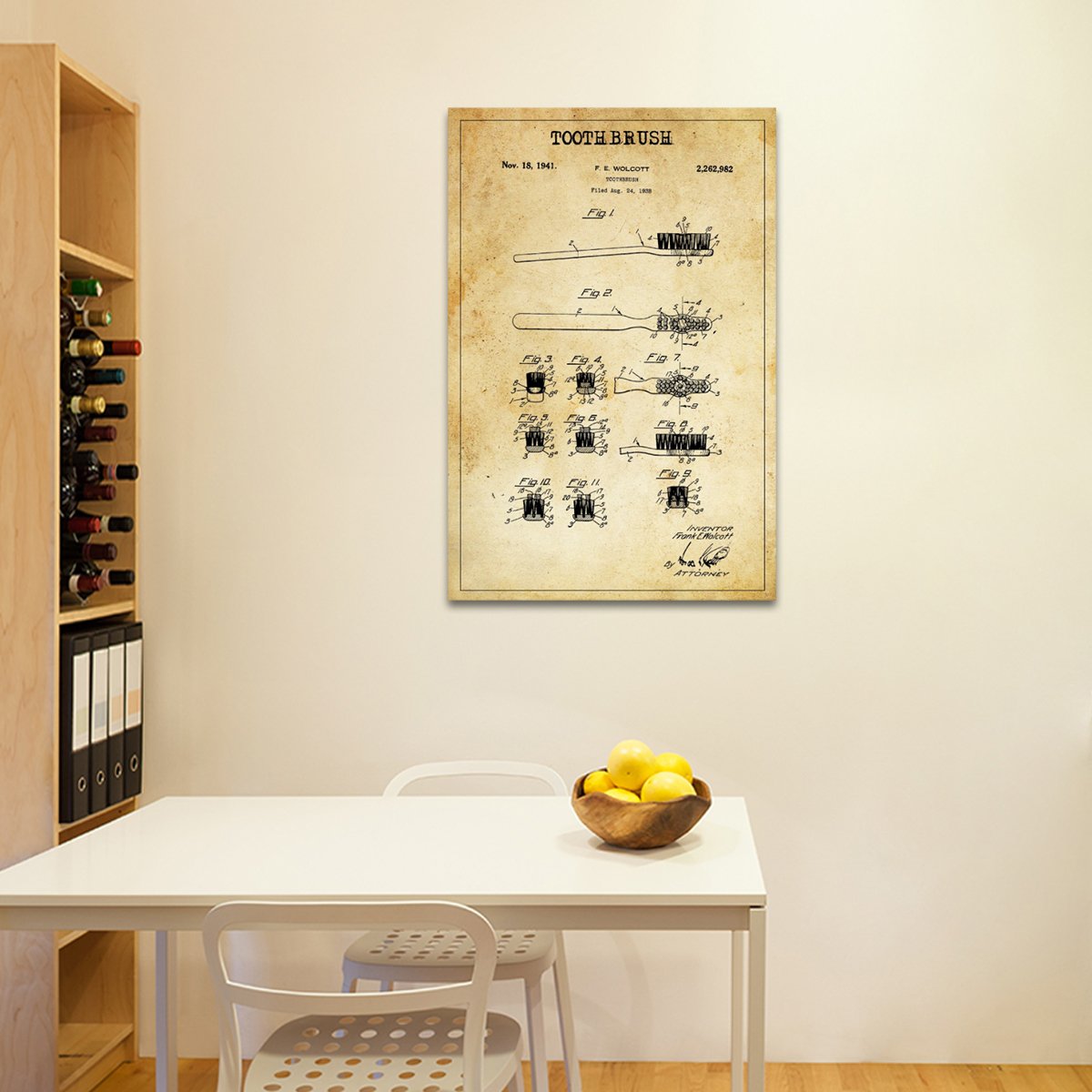 Toothbrush Patent Canvas Wall Art
