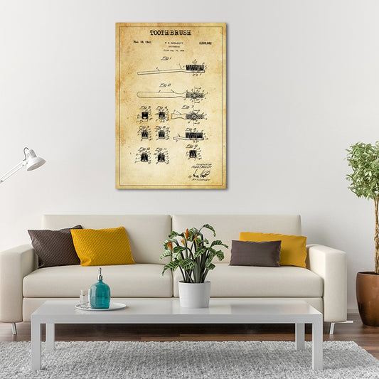Toothbrush Patent Canvas Wall Art