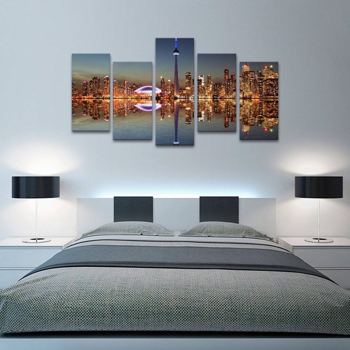 Toronto at Night Multi Panel Canvas Wall Art