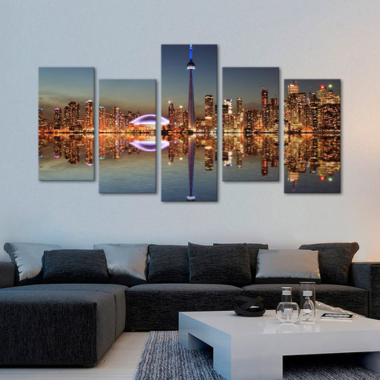 Toronto at Night Multi Panel Canvas Wall Art