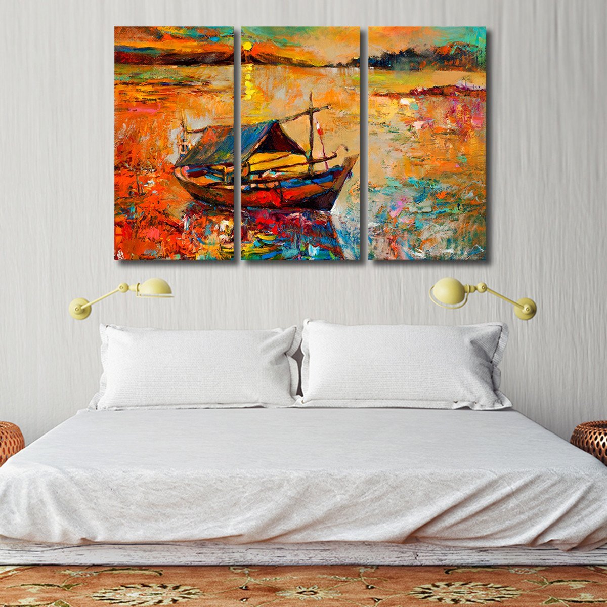 Traditional Fishing Boat Multi Panel Canvas Wall Art