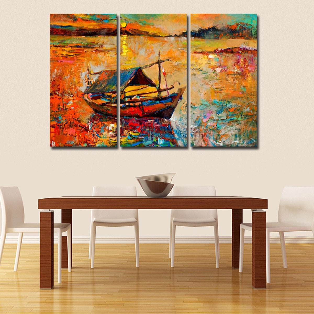 Traditional Fishing Boat Multi Panel Canvas Wall Art