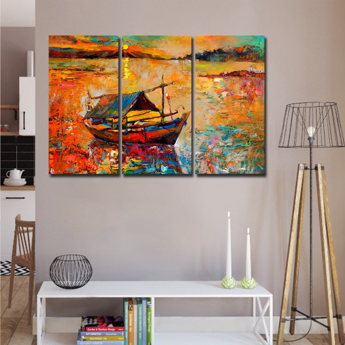 Traditional Fishing Boat Multi Panel Canvas Wall Art