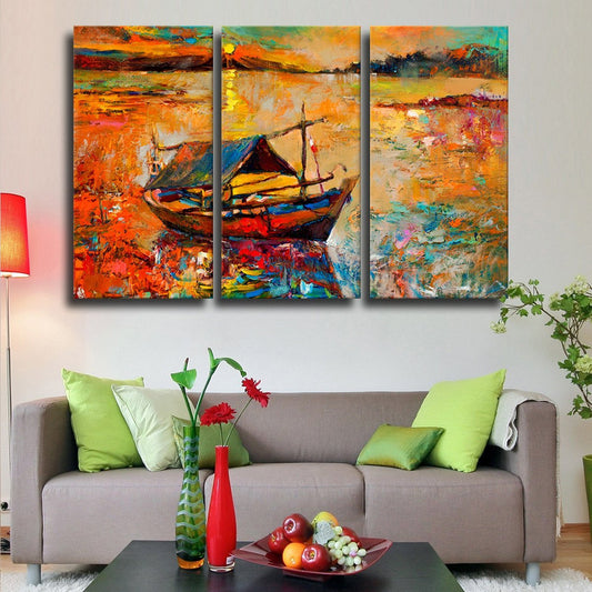 Traditional Fishing Boat Multi Panel Canvas Wall Art