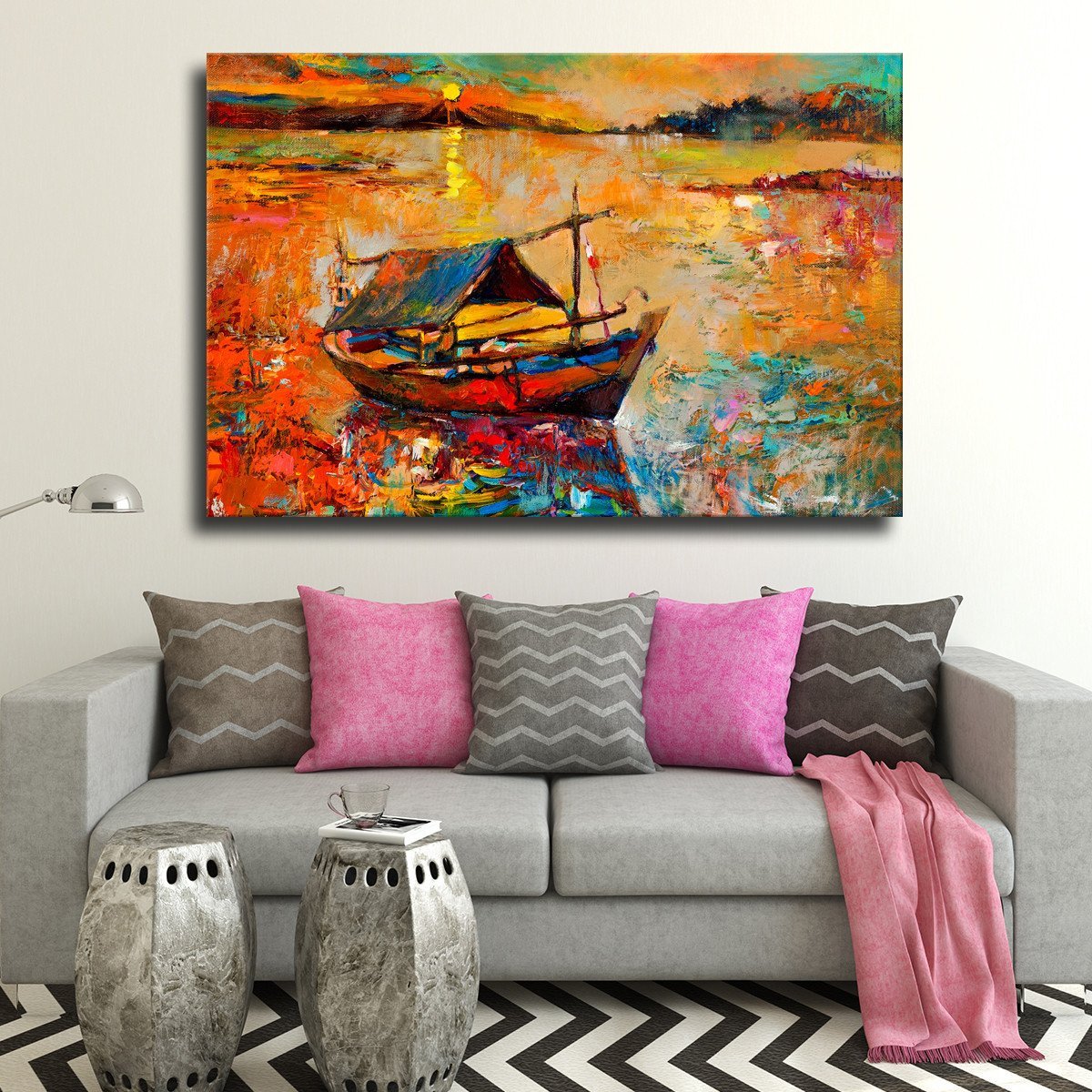 Traditional Fishing Boat Multi Panel Canvas Wall Art
