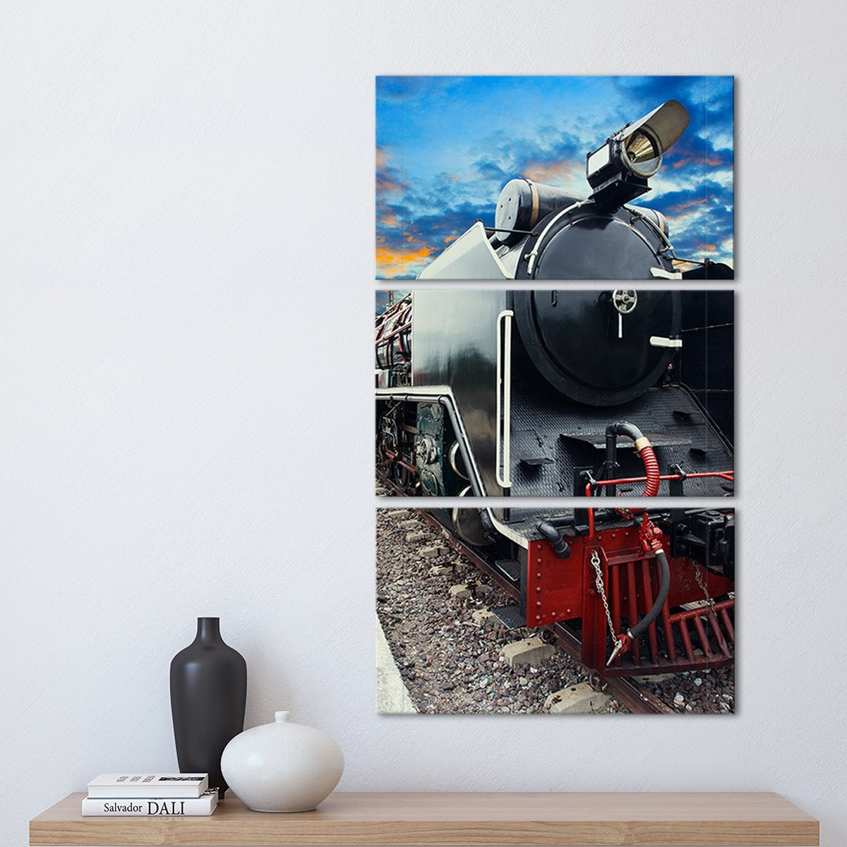 Train At Sunset Multi Panel Canvas Wall Art