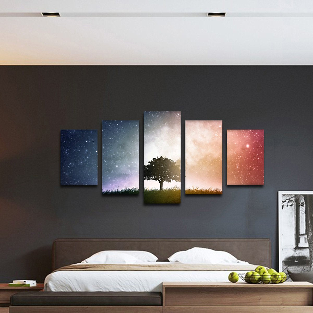 Tree Beneath The Galaxy Multi Panel Canvas Wall Art