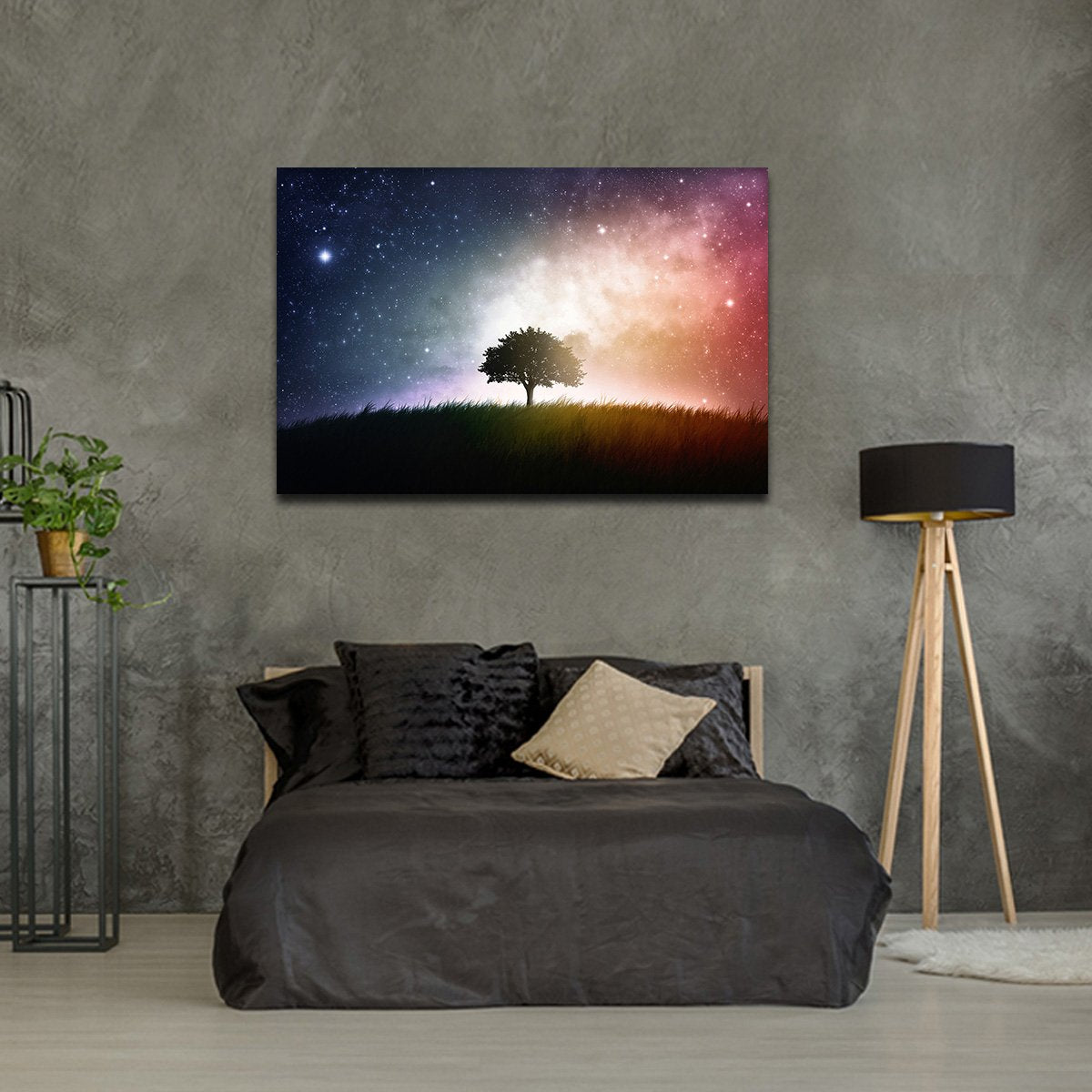 Tree Beneath The Galaxy Multi Panel Canvas Wall Art