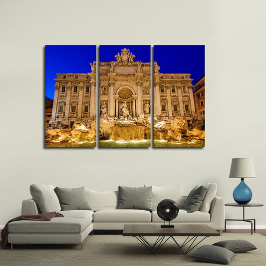 Trevi Fountain At Dawn Multi Panel Canvas Wall Art