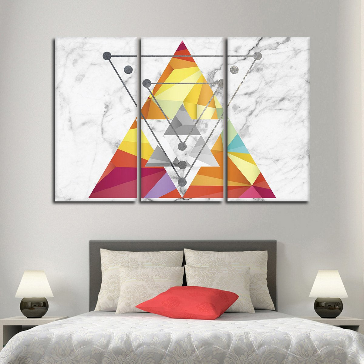 Triangular Color Multi Panel Canvas Wall Art