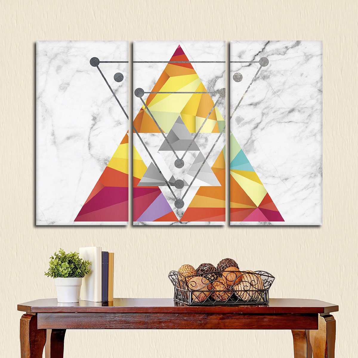 Triangular Color Multi Panel Canvas Wall Art