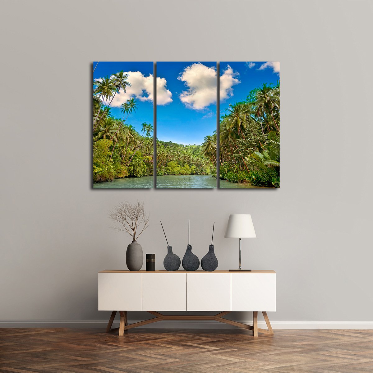 Tropical River Multi Panel Canvas Wall Art