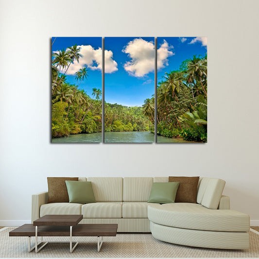 Tropical River Multi Panel Canvas Wall Art