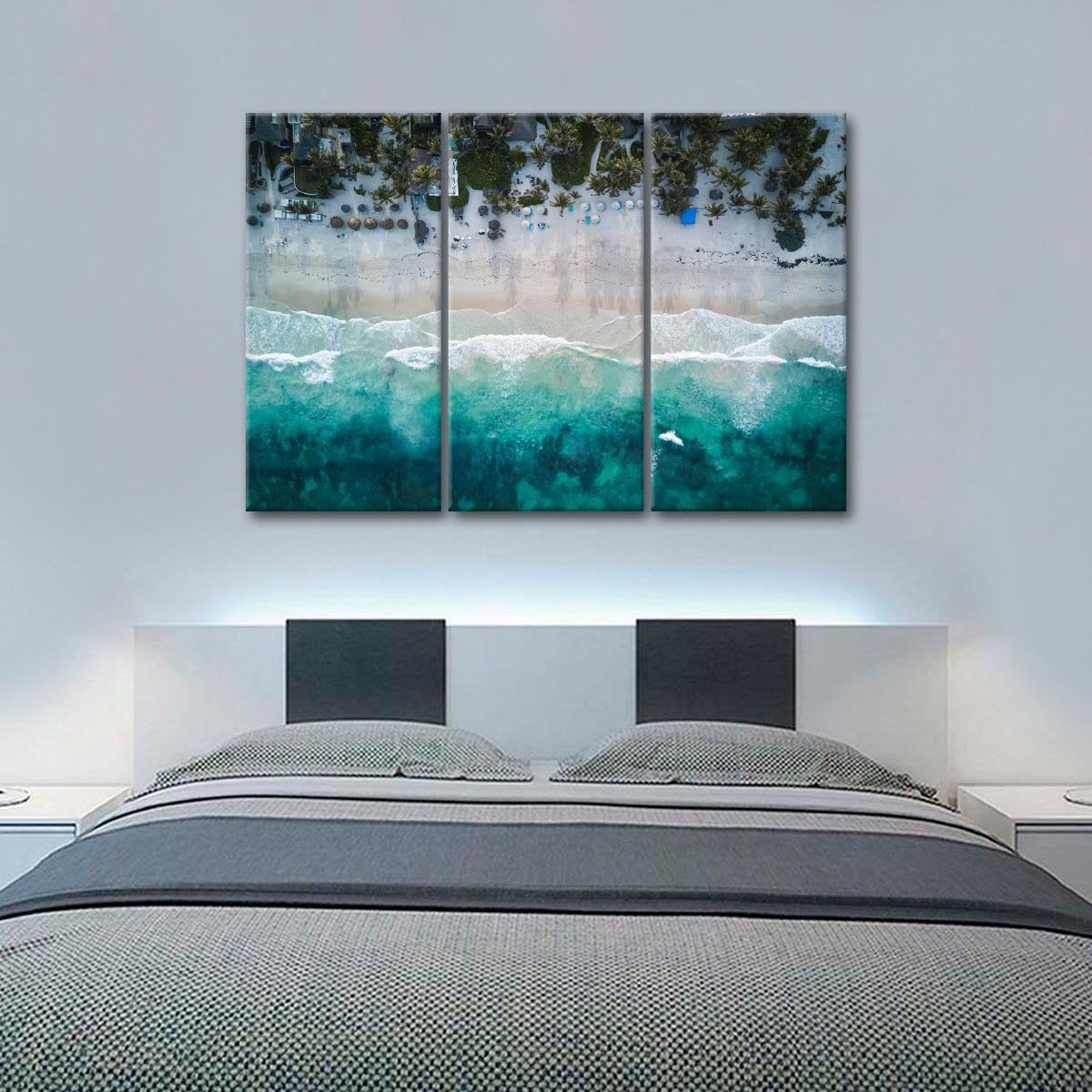 Tropical Beach Aerial View Multi Panel Canvas Wall Art
