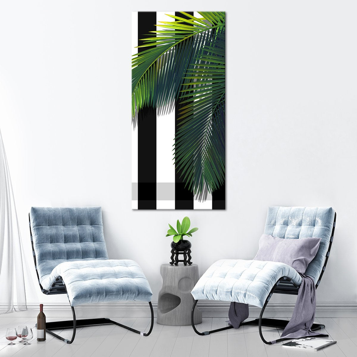 Tropical Green Palm Multi Panel Canvas Wall Art