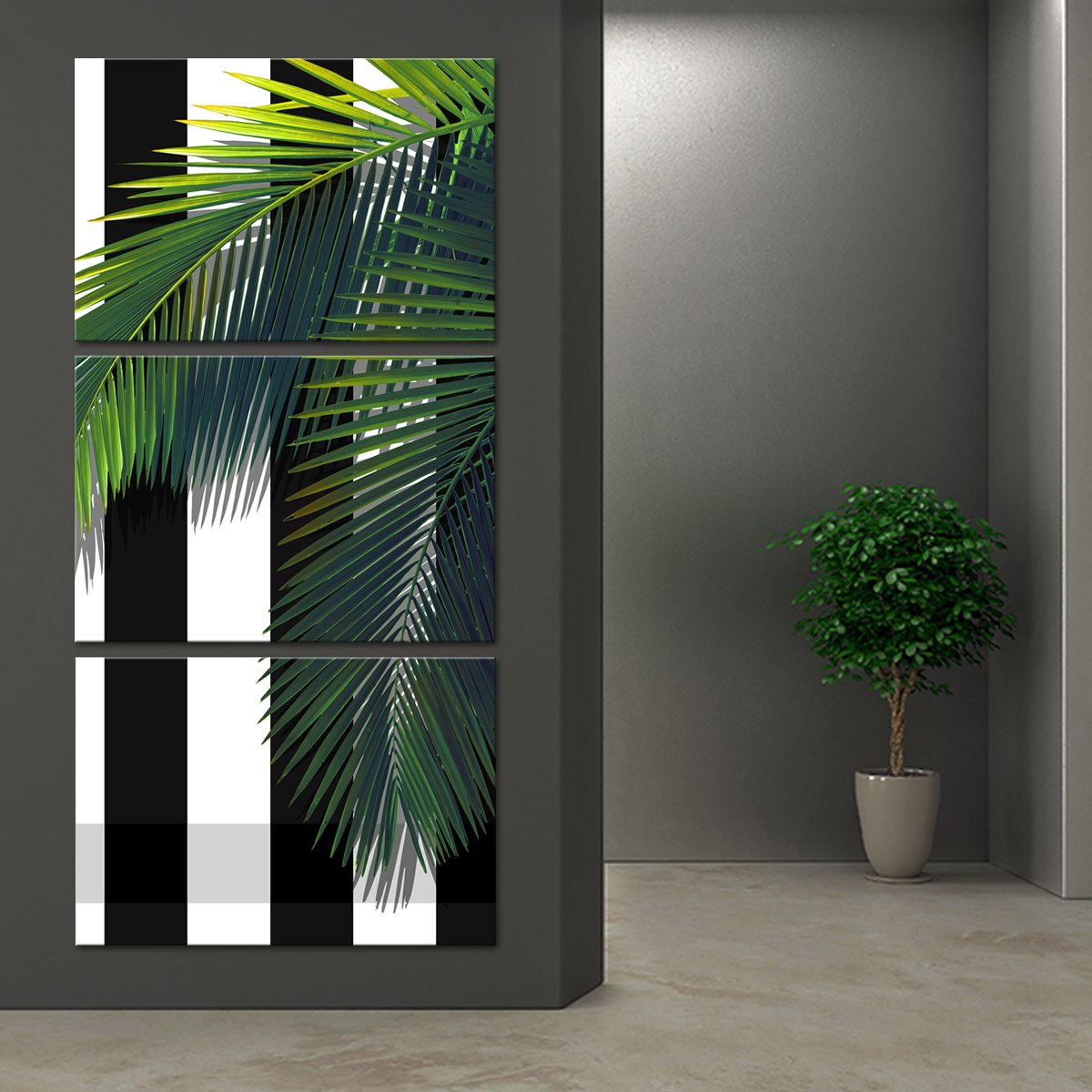 Tropical Green Palm Multi Panel Canvas Wall Art