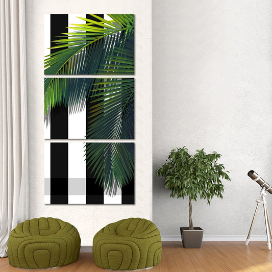 Tropical Green Palm Multi Panel Canvas Wall Art