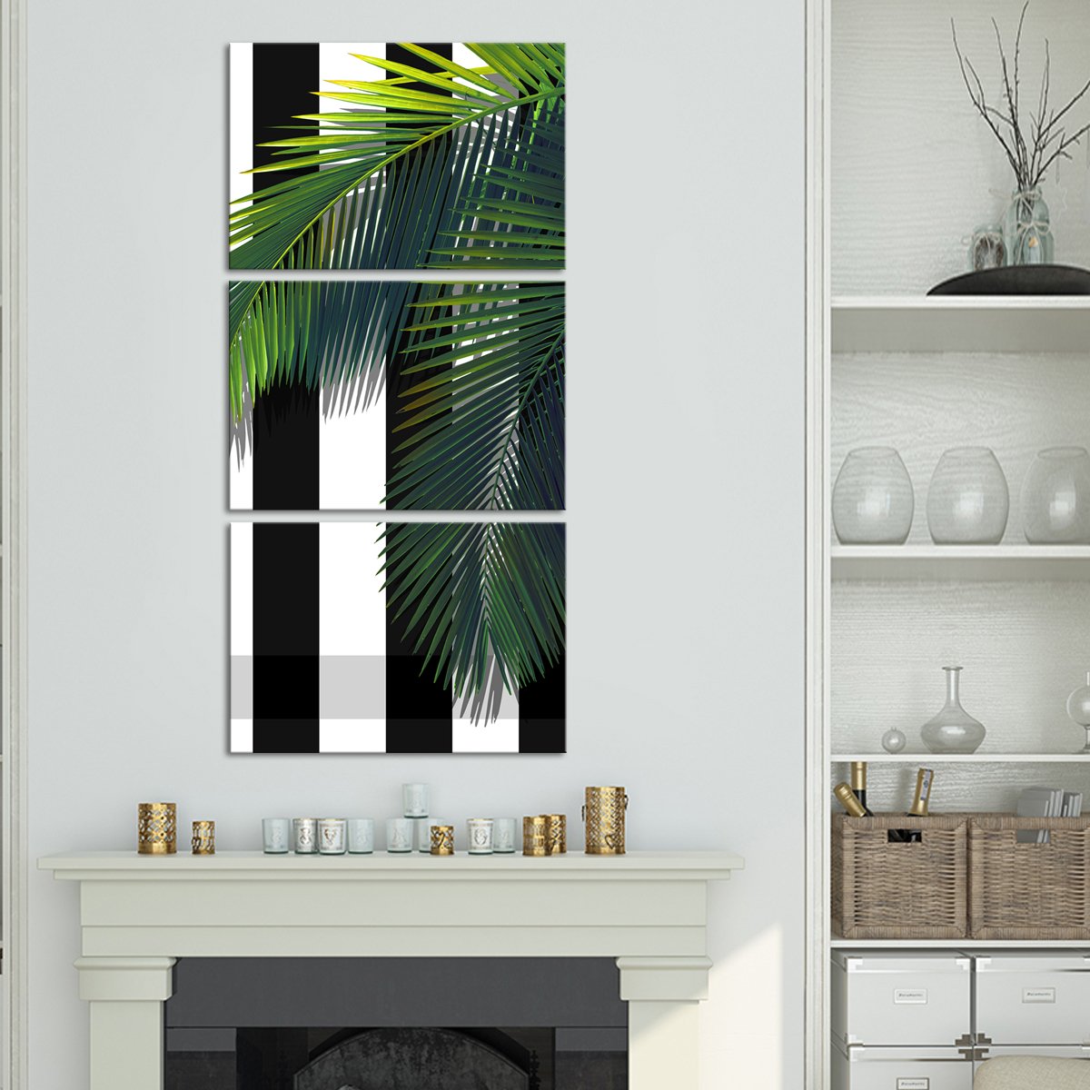Tropical Green Palm Multi Panel Canvas Wall Art