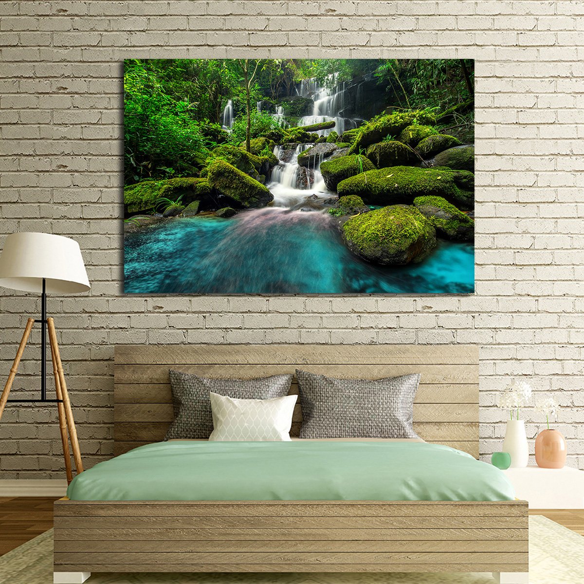 Tropical Waterfall Multi Panel Canvas Wall Art
