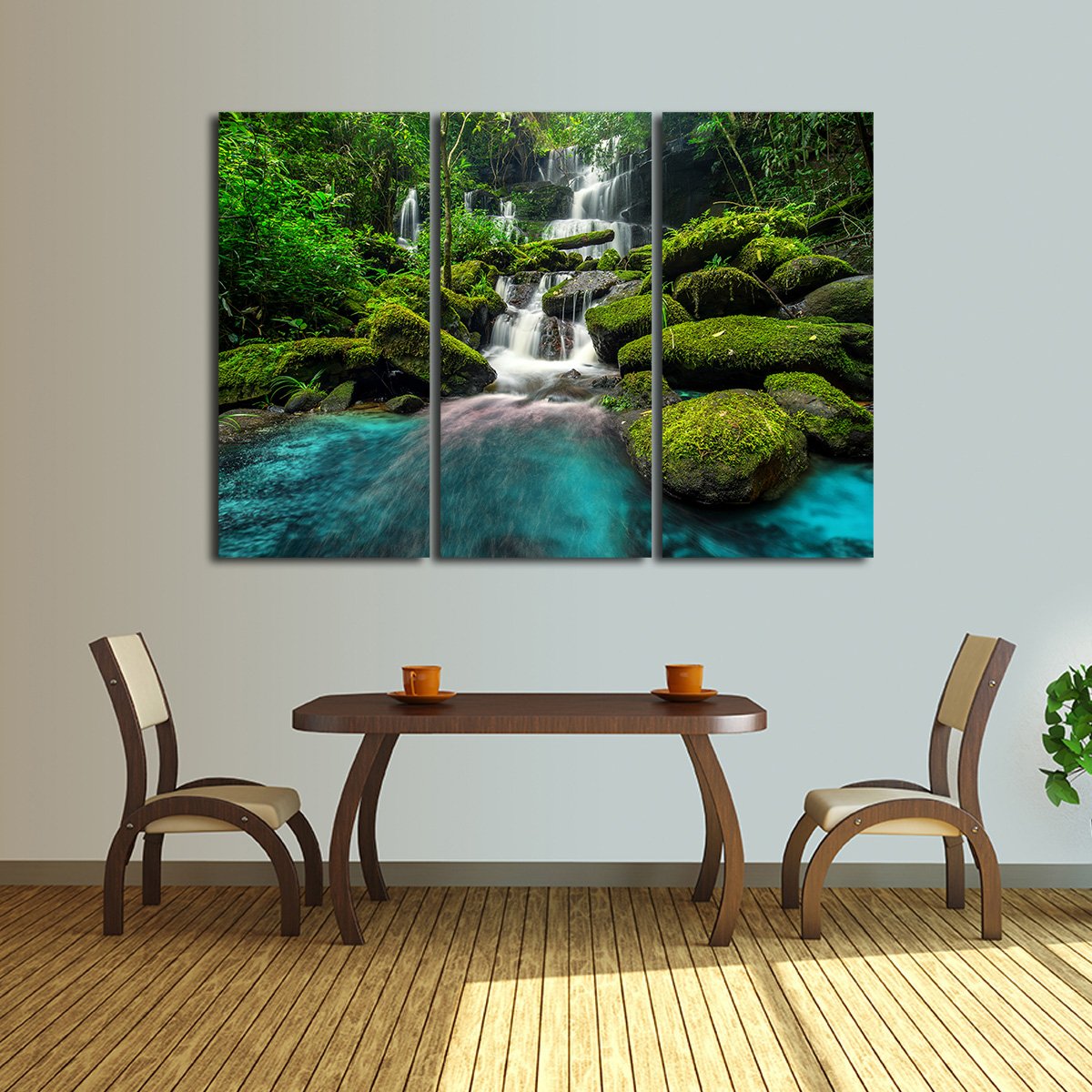Tropical Waterfall Multi Panel Canvas Wall Art