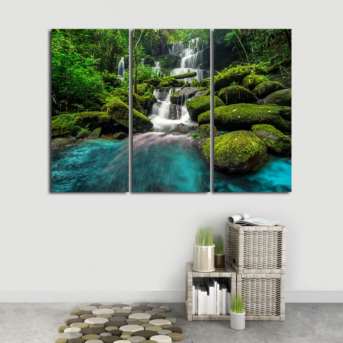 Tropical Waterfall Multi Panel Canvas Wall Art
