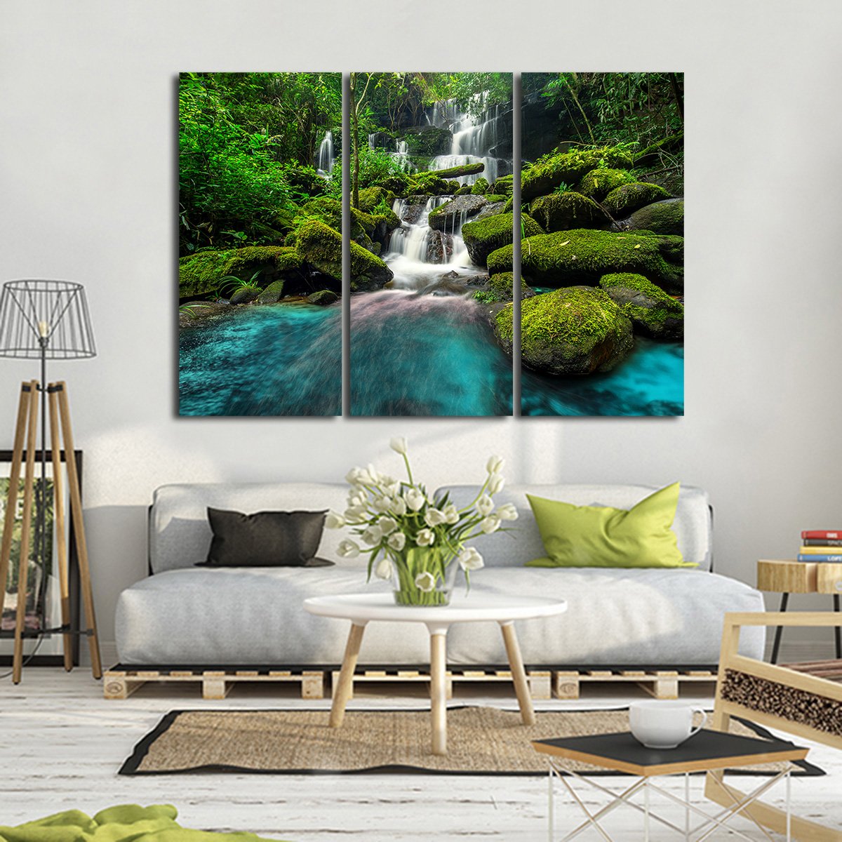 Tropical Waterfall Multi Panel Canvas Wall Art