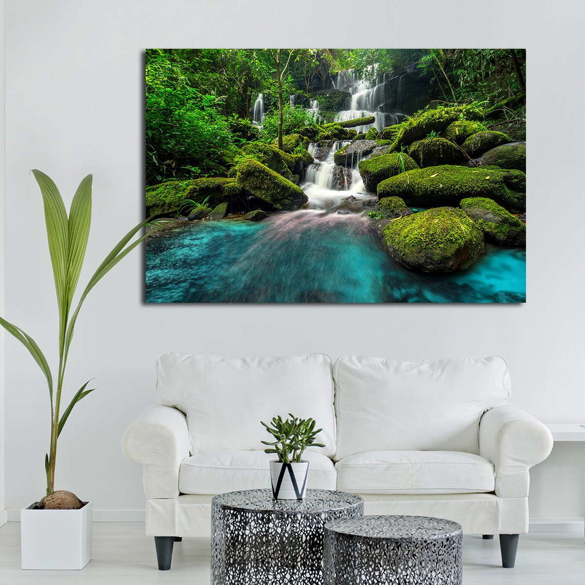 Tropical Waterfall Multi Panel Canvas Wall Art