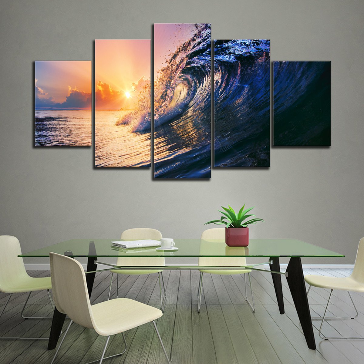 Tropical Wave Multi Panel Canvas Wall Art