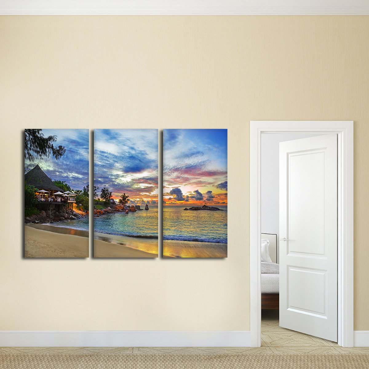 Tropical Cafe At Sunset Multi Panel Canvas Wall Art
