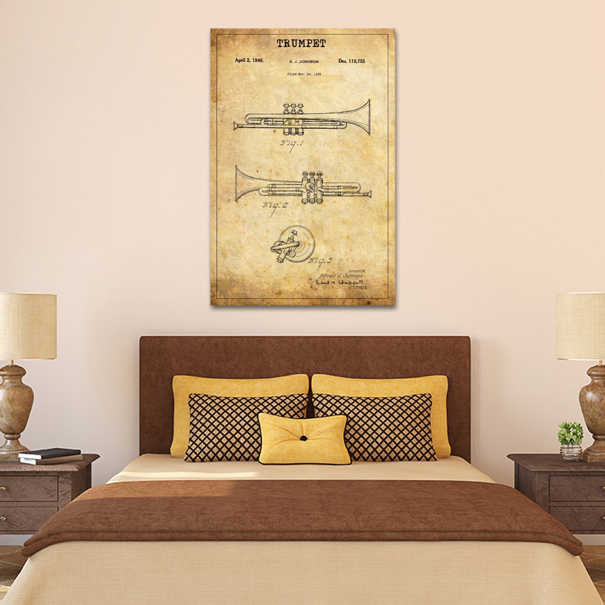 Trumpet Patent Canvas Wall Art