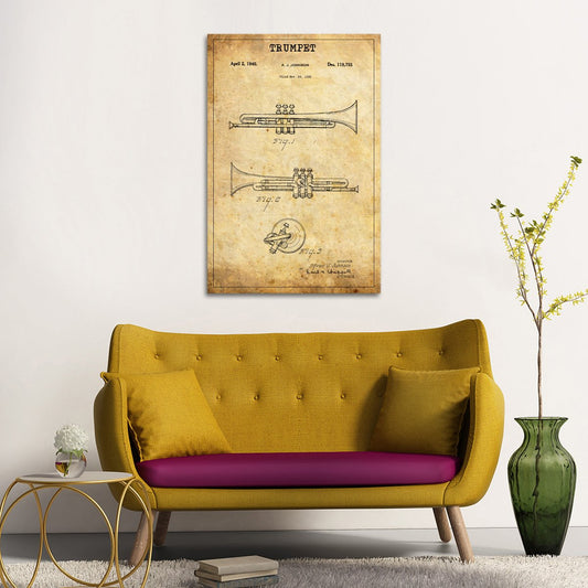 Trumpet Patent Canvas Wall Art