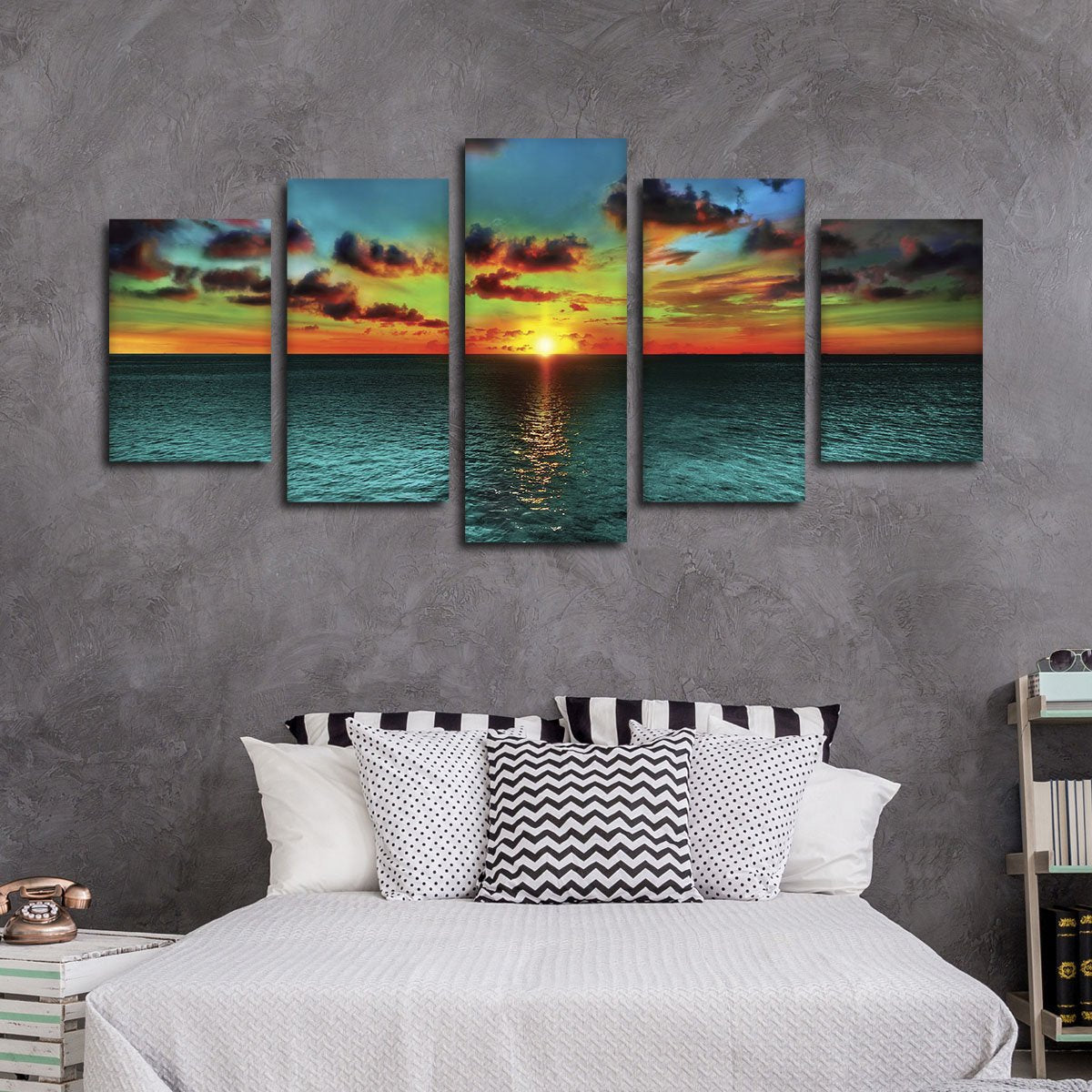 Turquoise Sunset Multi Panel Canvas Wall Art