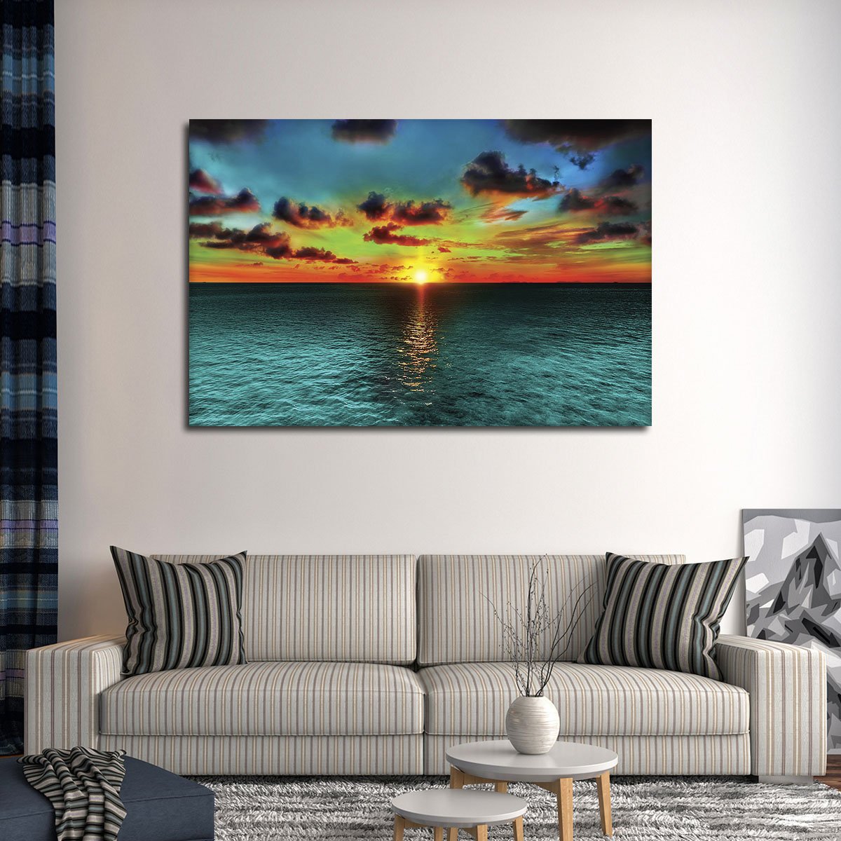 Turquoise Sunset Multi Panel Canvas Wall Art
