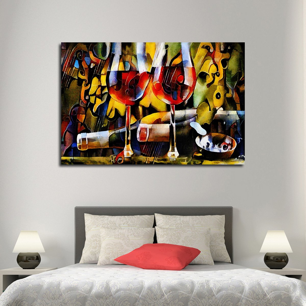 Two Wine Glasses Multi Panel Canvas Wall Art