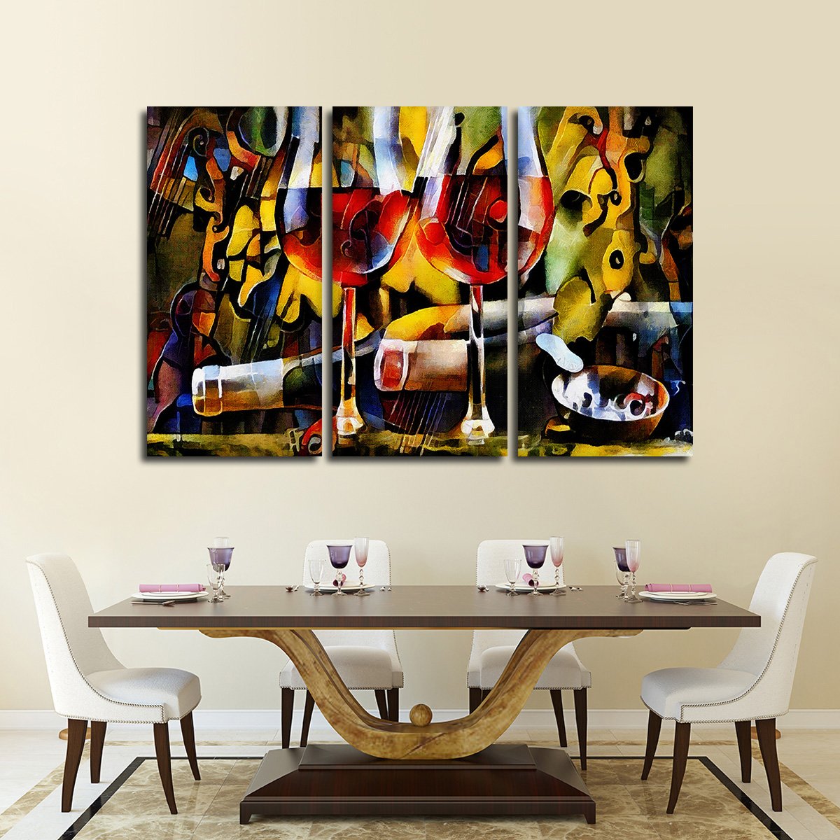 Two Wine Glasses Multi Panel Canvas Wall Art