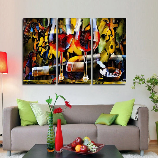 Two Wine Glasses Multi Panel Canvas Wall Art