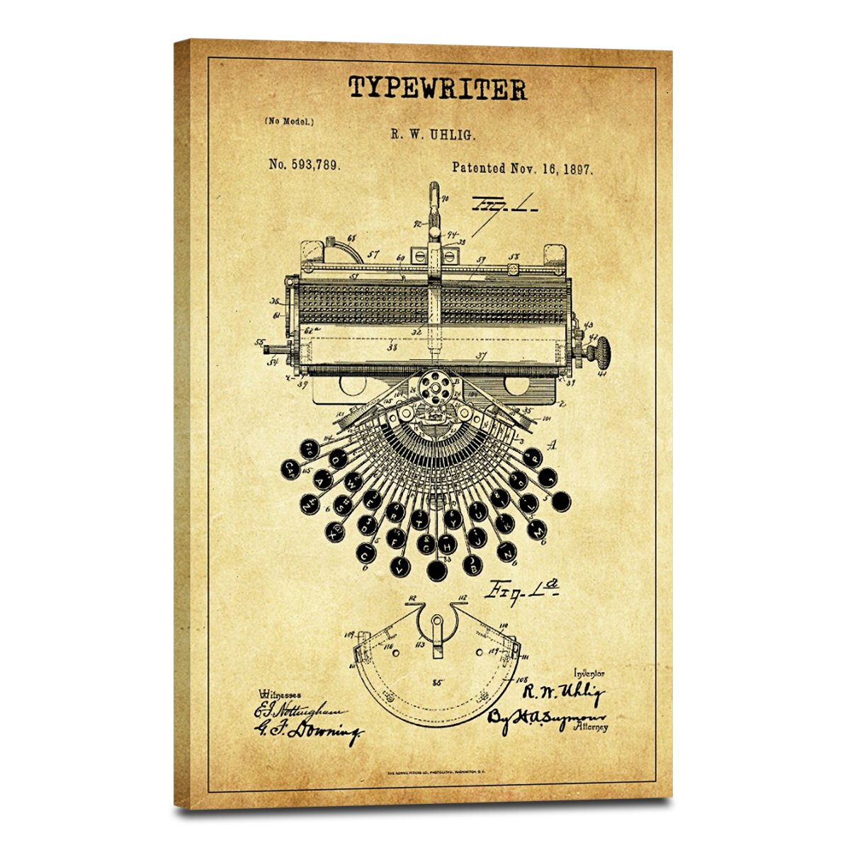 Typewriter Patent Canvas Wall Art