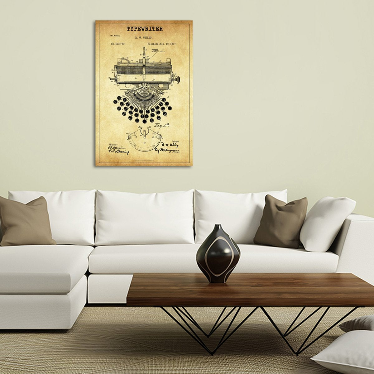 Typewriter Patent Canvas Wall Art