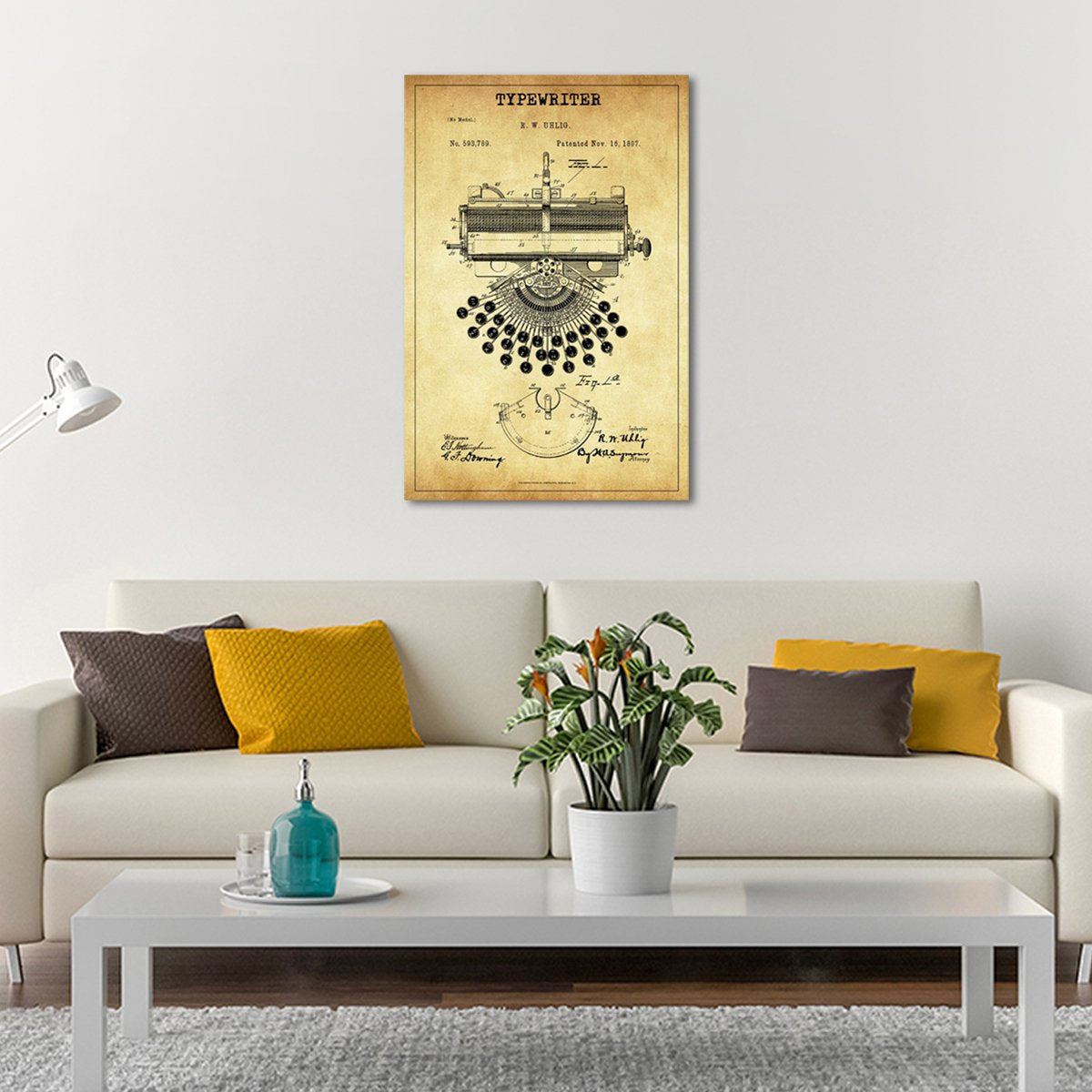 Typewriter Patent Canvas Wall Art