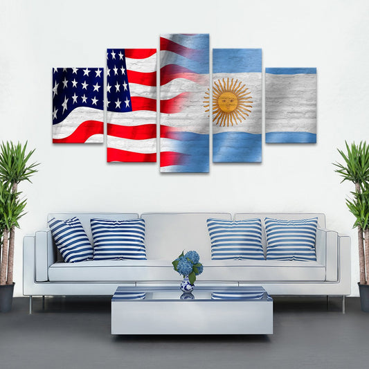 USA and Argentina Flag Multi Panel Canvas Wall Art