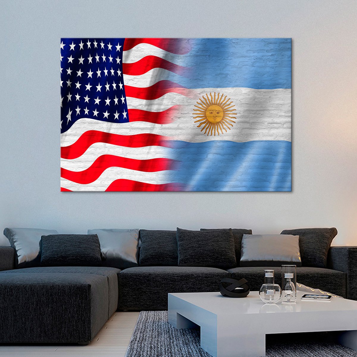 USA and Argentina Flag Multi Panel Canvas Wall Art