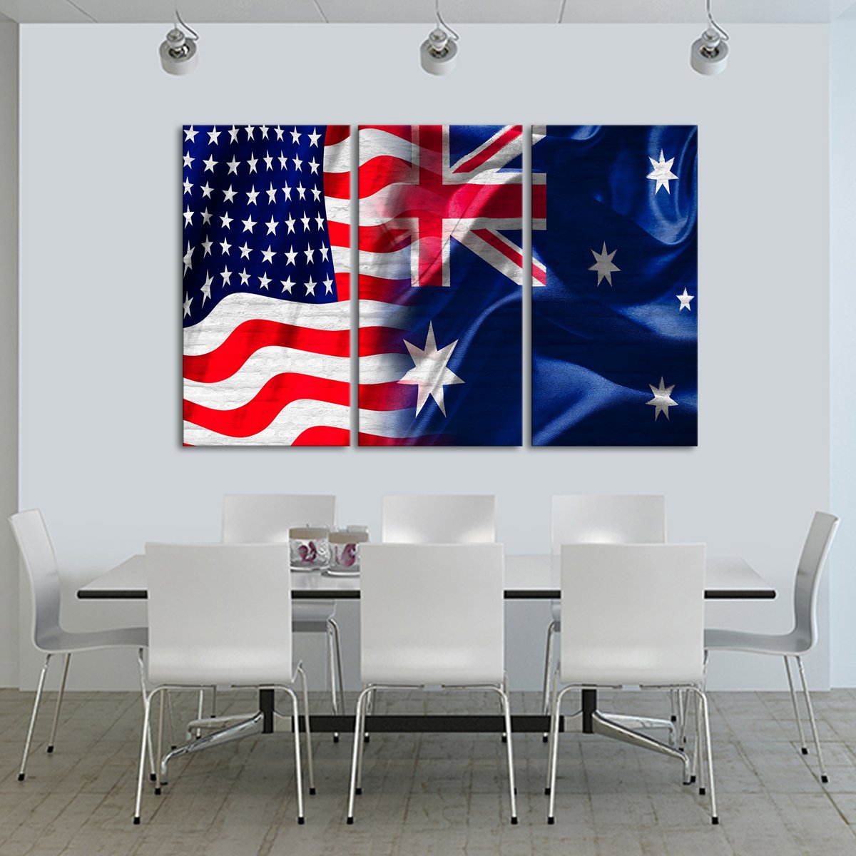 USA and Australia Flag Multi Panel Canvas Wall Art