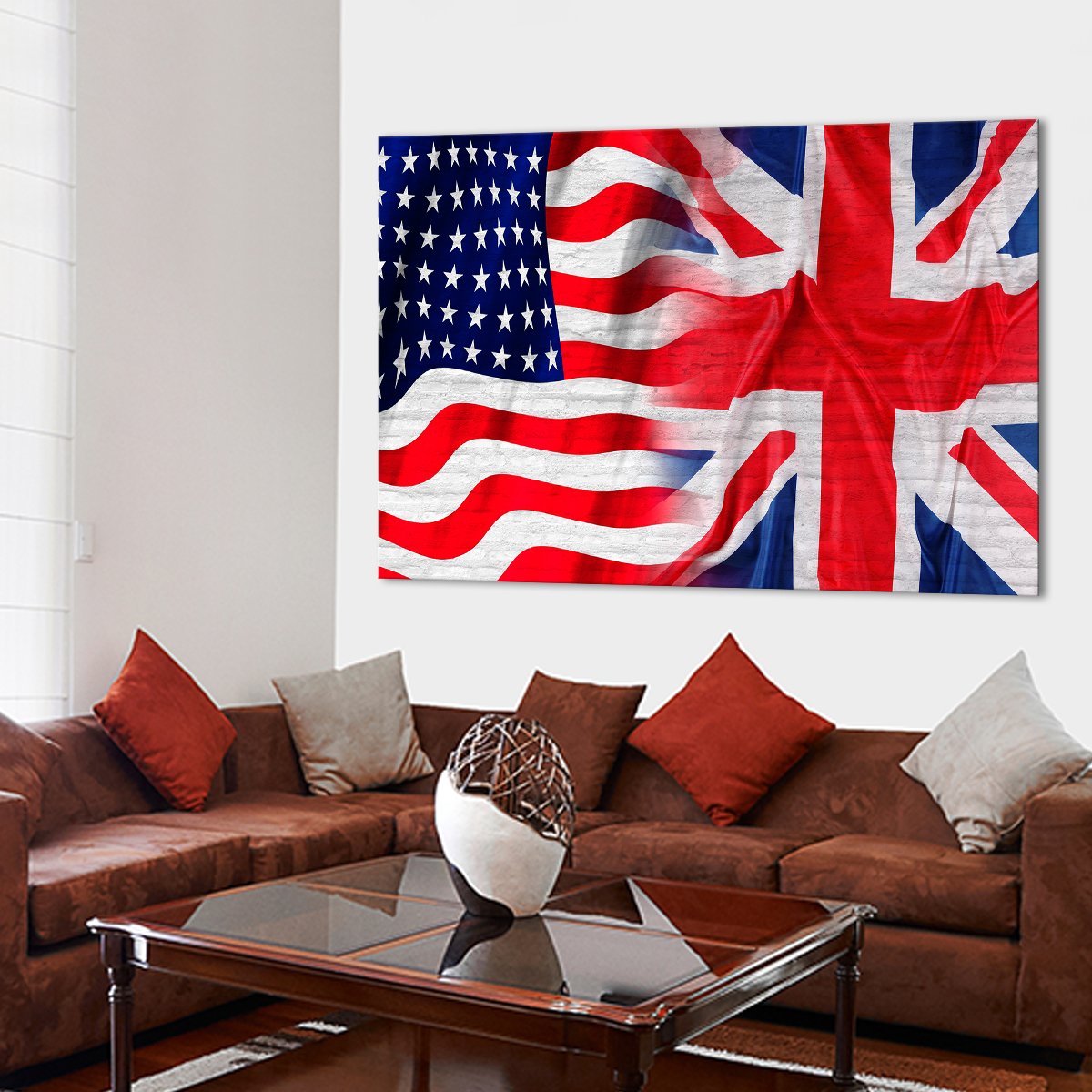 USA and British Flag Multi Panel Canvas Wall Art