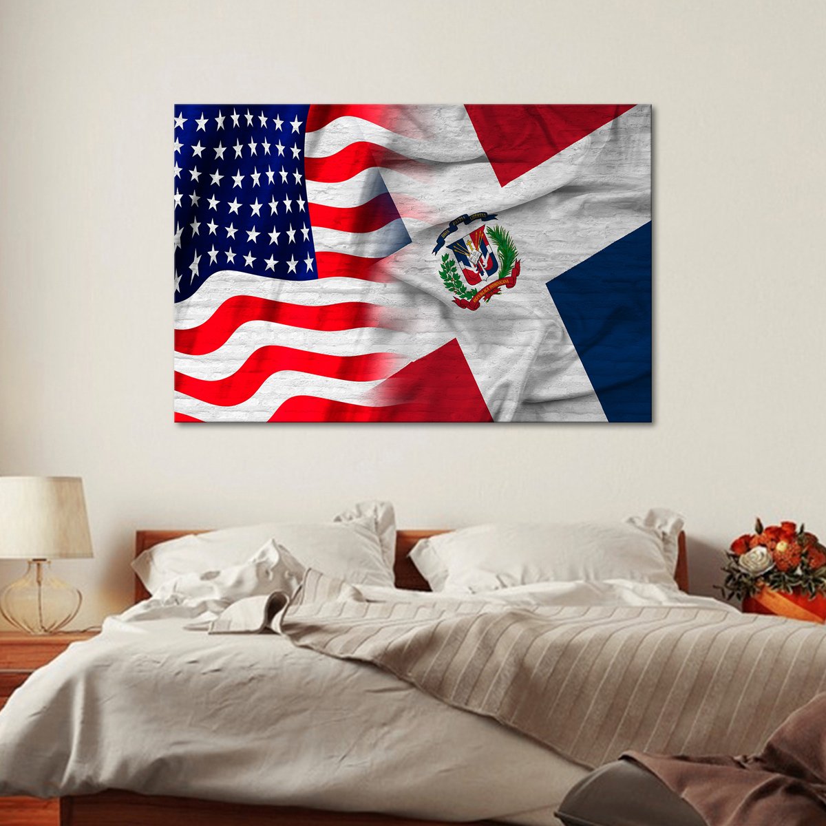 USA and Dominican Republic Flag Multi Panel Canvas Wall Art