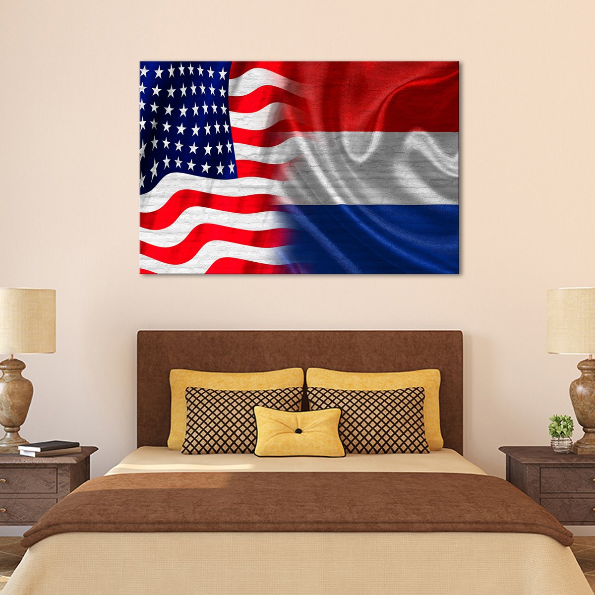 USA and Dutch Flag Multi Panel Canvas Wall Art