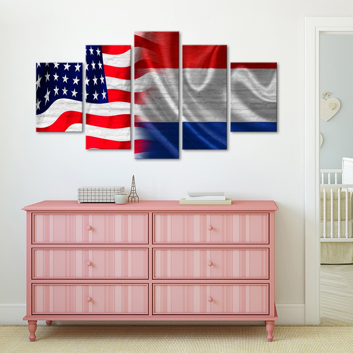 USA and Dutch Flag Multi Panel Canvas Wall Art